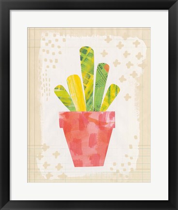 Framed Collage Cactus VI on Graph Paper Print