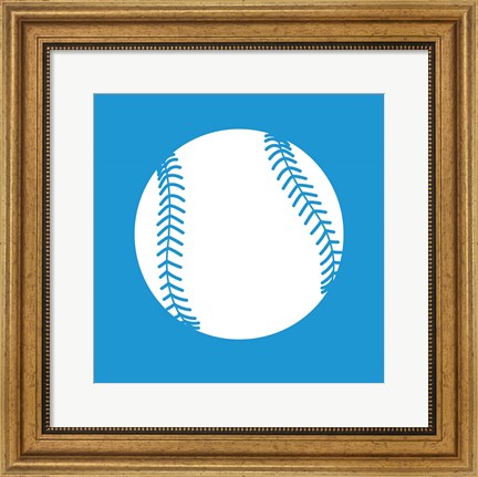 Framed White Softball on Blue Print