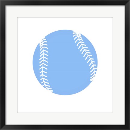 Framed Blue Softball on White Print