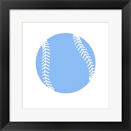 Framed Blue Softball on White Print
