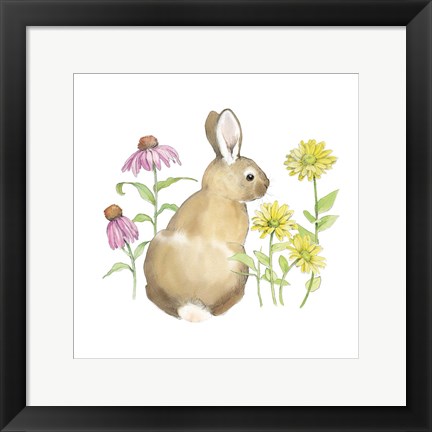 Framed Wildflower Bunnies I Sq Print