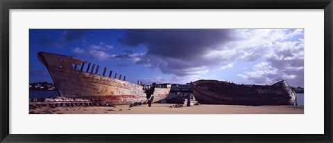 Framed Shipwreck at Etel River, Brittany, France Print