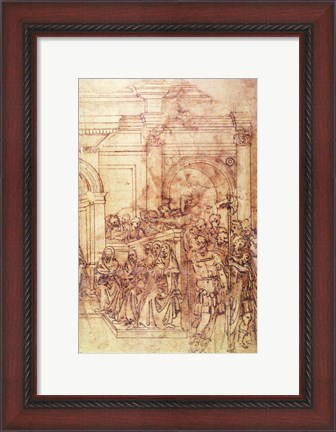 Framed W.29 Sketch of a crowd for a classical scene Print