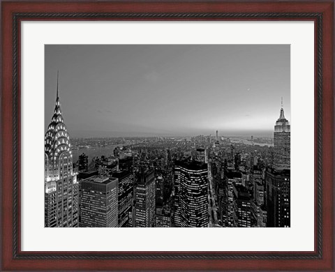 Framed Midtown and Lower Manhattan at dusk Print