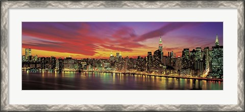 Framed Sunset Over New York (detail) Print