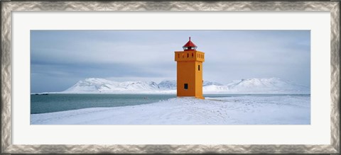 Framed Krossnes lighthouse, Iceland Print