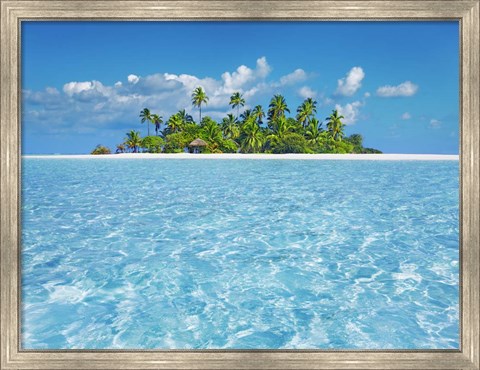 Framed Tropical Lagoon with Palm Island, Maldives Print