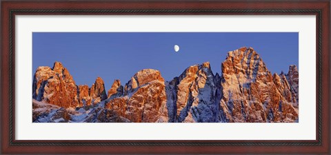 Framed Pale Di San Martino And Moon, Italy Print