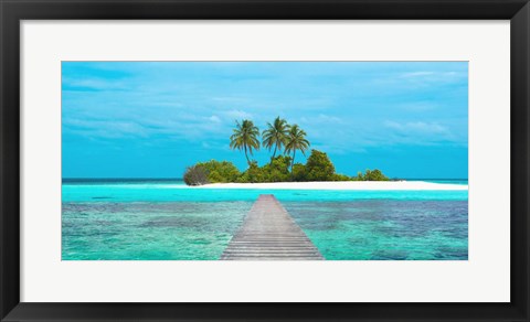 Framed Jetty and Maldivian island Print