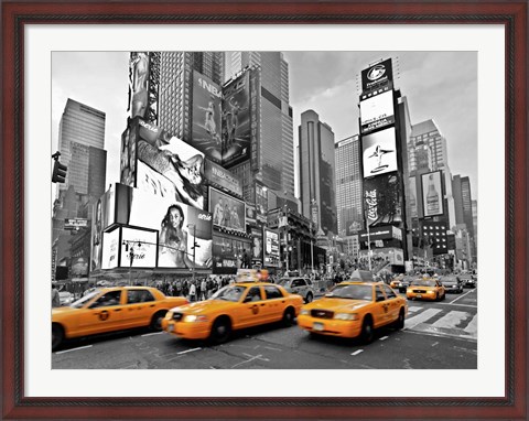 Framed Taxis in Times Square, NYC Print