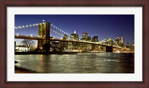 Framed Panoramic View of Lower Manhattan at dusk, NYC Print