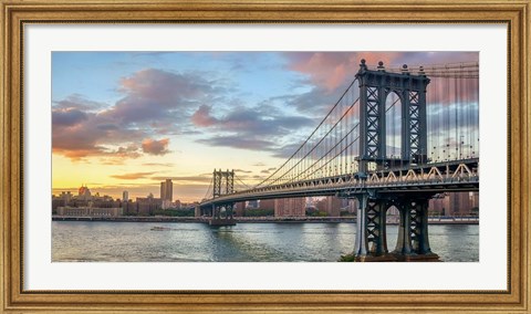 Framed Manhattan Bridge at Sunset, NYC Print