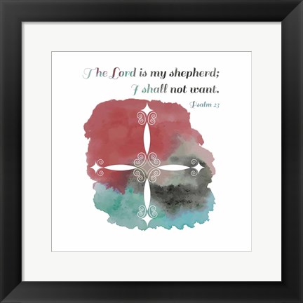 Framed Psalm 23 The Lord is My Shepherd - Cross 2 Print