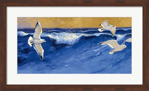 Framed Seagulls with Gold Sky Print