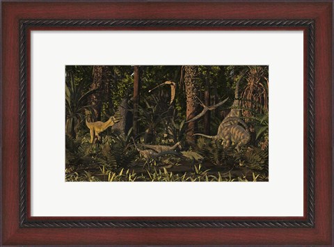 Framed Dinosaurs Of The Kayenta Formation Of Arizona About 193 Million Years Ago Print