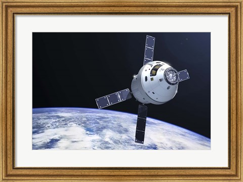 Framed Orion Module in orbit above Earth Print