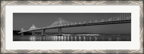 Framed Bay Bridge at dusk, San Francisco, California BW Print