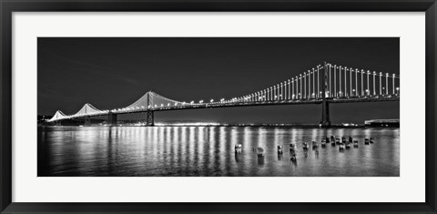 Framed Bay Bridge lit up at night, San Francisco, California Print