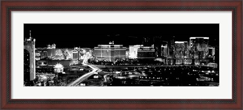 Framed City lit up at night, Las Vegas, Nevada Print