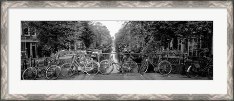 Framed Bikes in Amsterdam, Netherlands (black &amp; white) Print