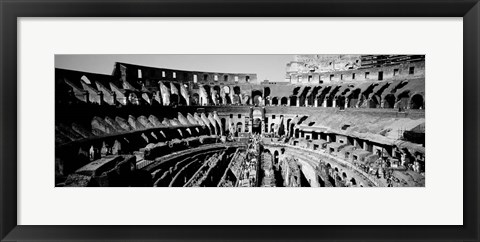 Framed High angle view of tourists in an amphitheater, Colosseum, Rome, Italy BW Print