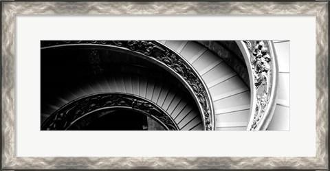 Framed Spiral Staircase, Vatican Museum, Rome, Italy BW Print