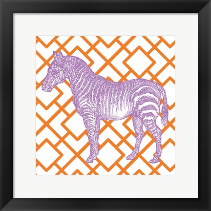 Framed Bright Menagerie Zebra Print
