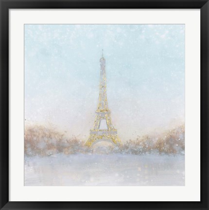 Framed Eiffel Romance no Couple Turquoise Print