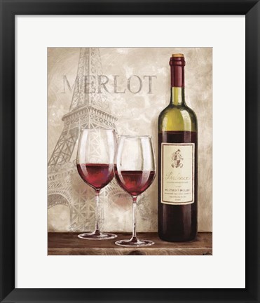 Framed Wine in Paris III Print