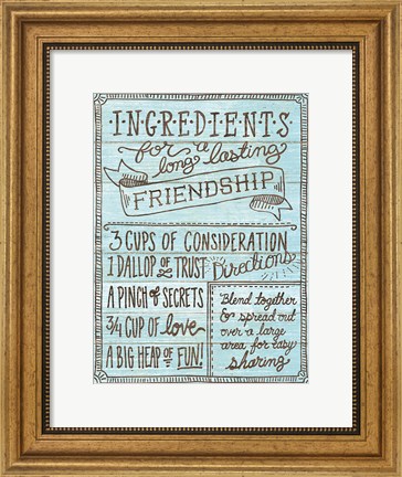 Framed Ingredients For Life IV Blue Print