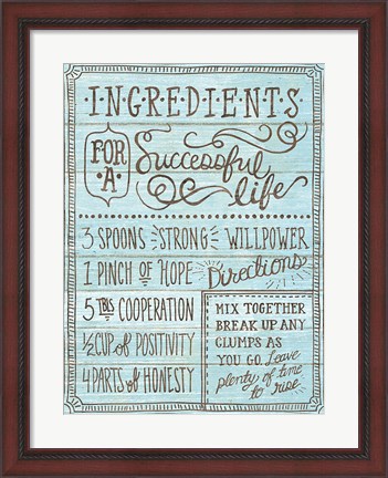 Framed Ingredients For Life I Blue Print
