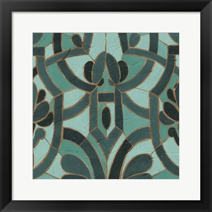 Framed Turquoise Mosaic II Print