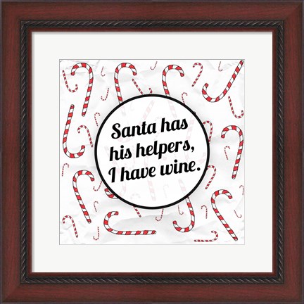 Framed Santa&#39;s Helpers - Wine Print