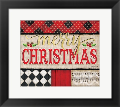 Framed Merry Christmas Plaid Print