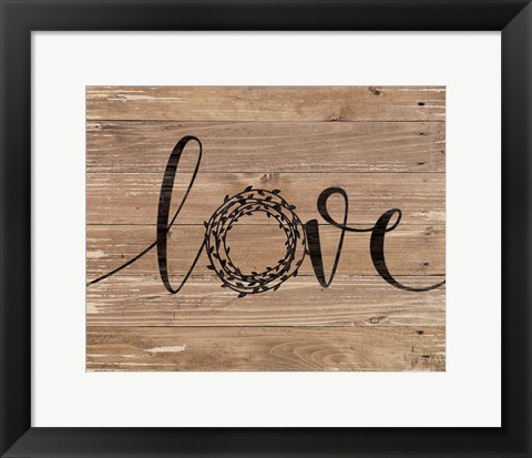 Framed Love Wreath (Brown) Print