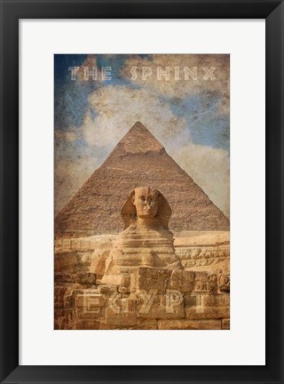 Framed Vintage Great Sphinx of Giza, Pyramids, Egypt, Africa Print