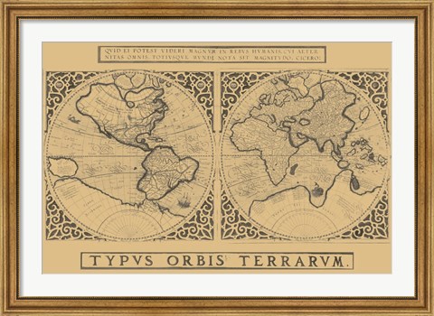 Framed Mercator&#39;s World Map, 1524 Print