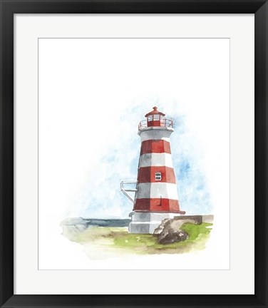 Framed Watercolor Lighthouse I Print