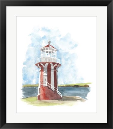 Framed Watercolor Lighthouse III Print