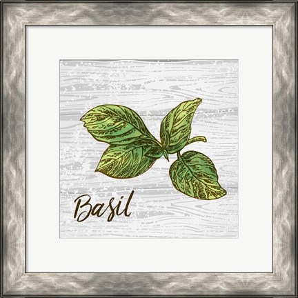 Framed Basil on Wood Print