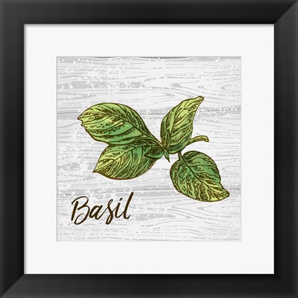 Framed Basil on Wood Print