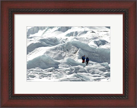Framed Climbers Return to Base Camp from Khumbu Icefall climbing, Mt Everest Print