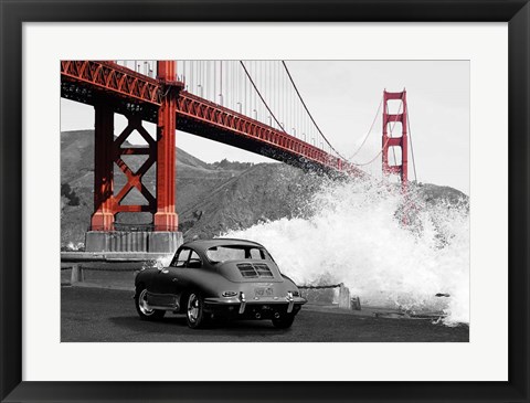 Framed Under the Golden Gate Bridge, San Francisco (BW) Print