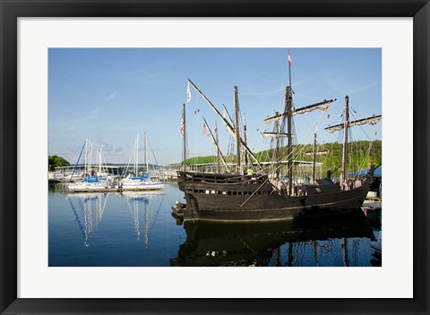 Framed Mississippi Reproductions of Columbus ships the Nina and Pinta Print