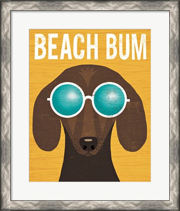 Framed Beach Bums Dachshund I Bum Print