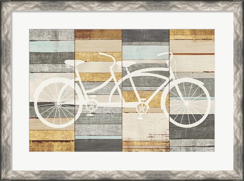 Framed Beachscape Tandem Cruiser Gold Neutral Print