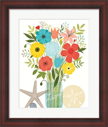 Framed Seaside Bouquet I Mason Jar Print