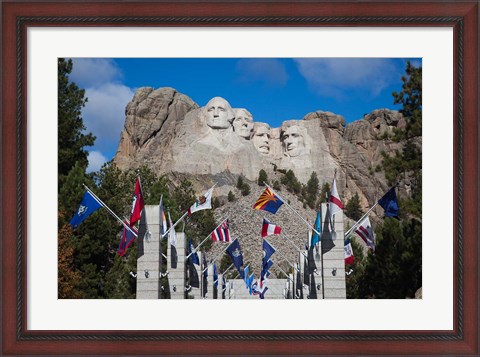 Framed Mount Rushmore National Memorial, Avenue of Flags, South Dakota Print