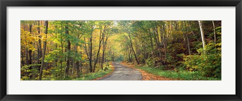 Framed Road passing through autumn forest, Golf Link Road, Colebrook, New Hampshire Print