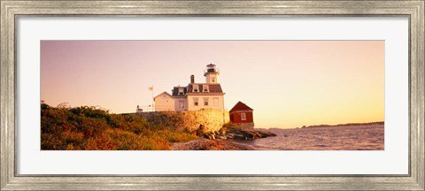 Framed Lighthouse at the coast, Rose Island Light, Newport, Rhode Island, New England Print
